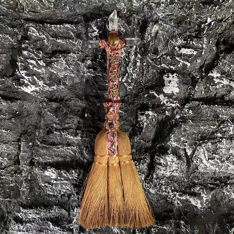 Amazonian hot selling WICCA BROOM dazzling crystal witch broom Nordic broom ceremony Sacrifice ceremony expel crystal props