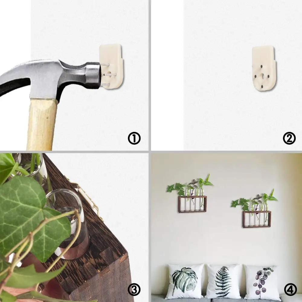 Plant Terrarium with Wooden Stand, Wall Hanging Glass Planter Propagation Station with 5 Test Tube