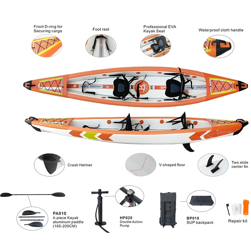 Inflatable Kayak Single Person Fishing Canoe with paddle and backpack