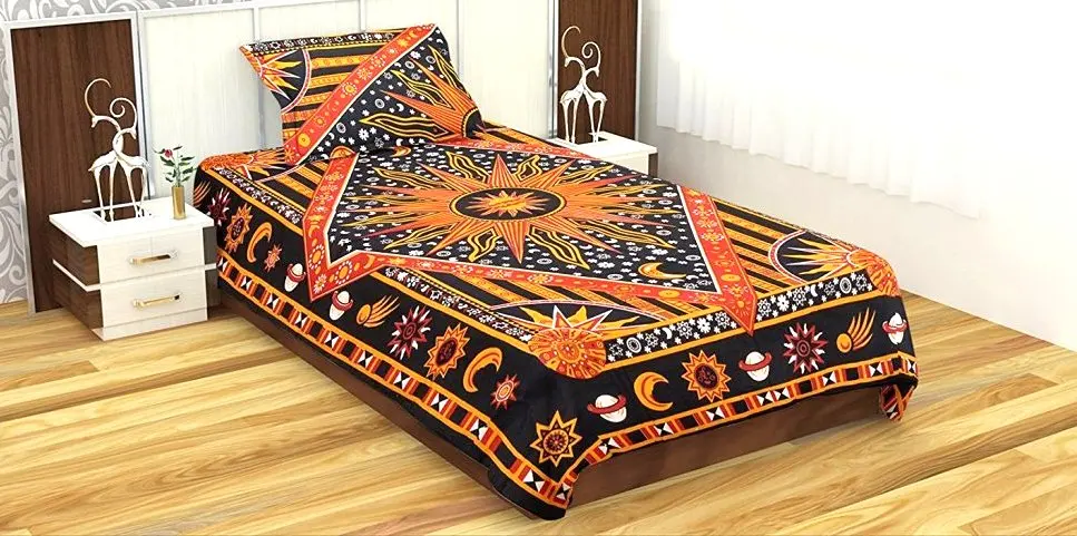 Duvet Cover With Pillow Case Handmade Comforter Reversible Cotton Bedding Burning Sun Twin Size