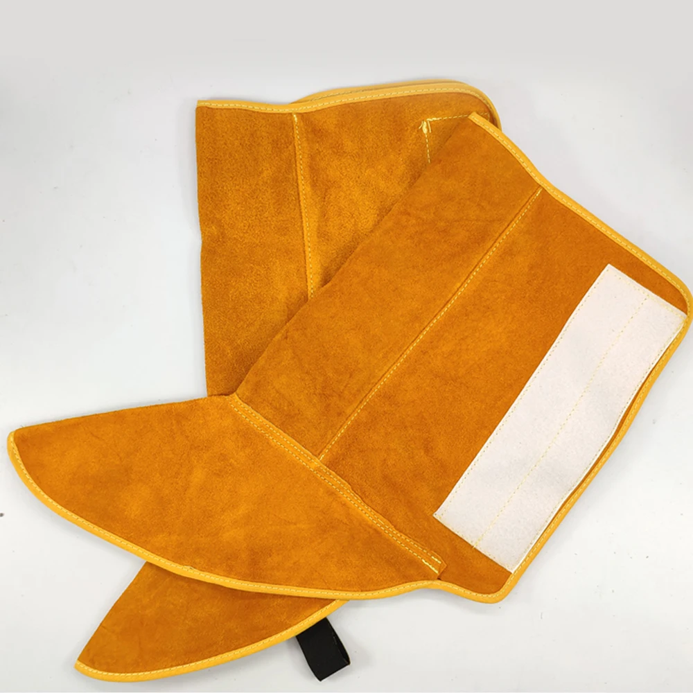 Welding Spats Flame Heat Abrasion Resistant Cowhide Split Leather Working Welding Leg Guard Welding Foot Cover