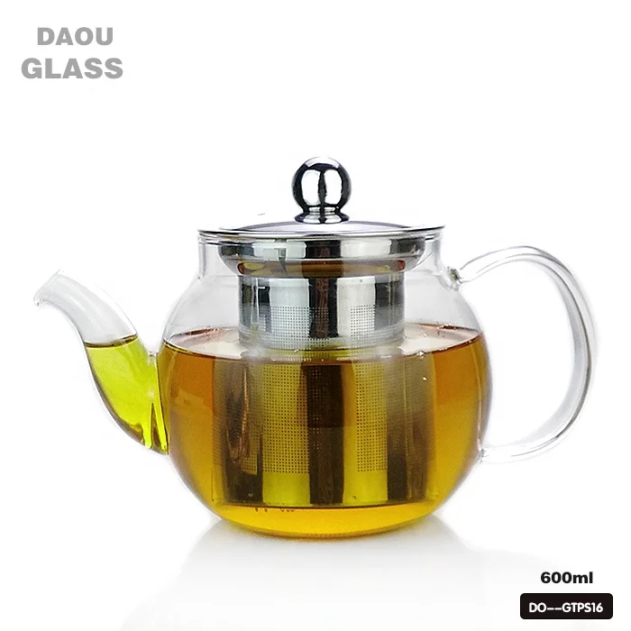 Factory supplier  21OZ high quality glass teapot with stainless steel strainer