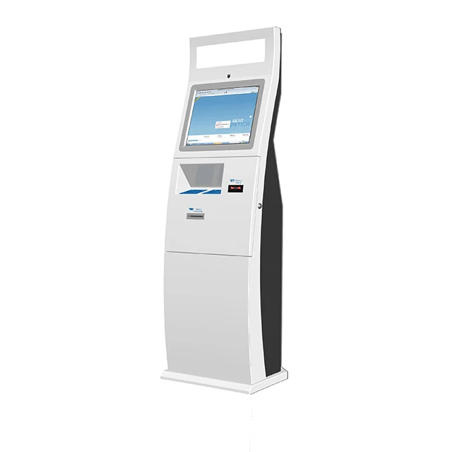 Touch screen self service card dispensing kiosk hotel lobby check in kiosk with receipt printer