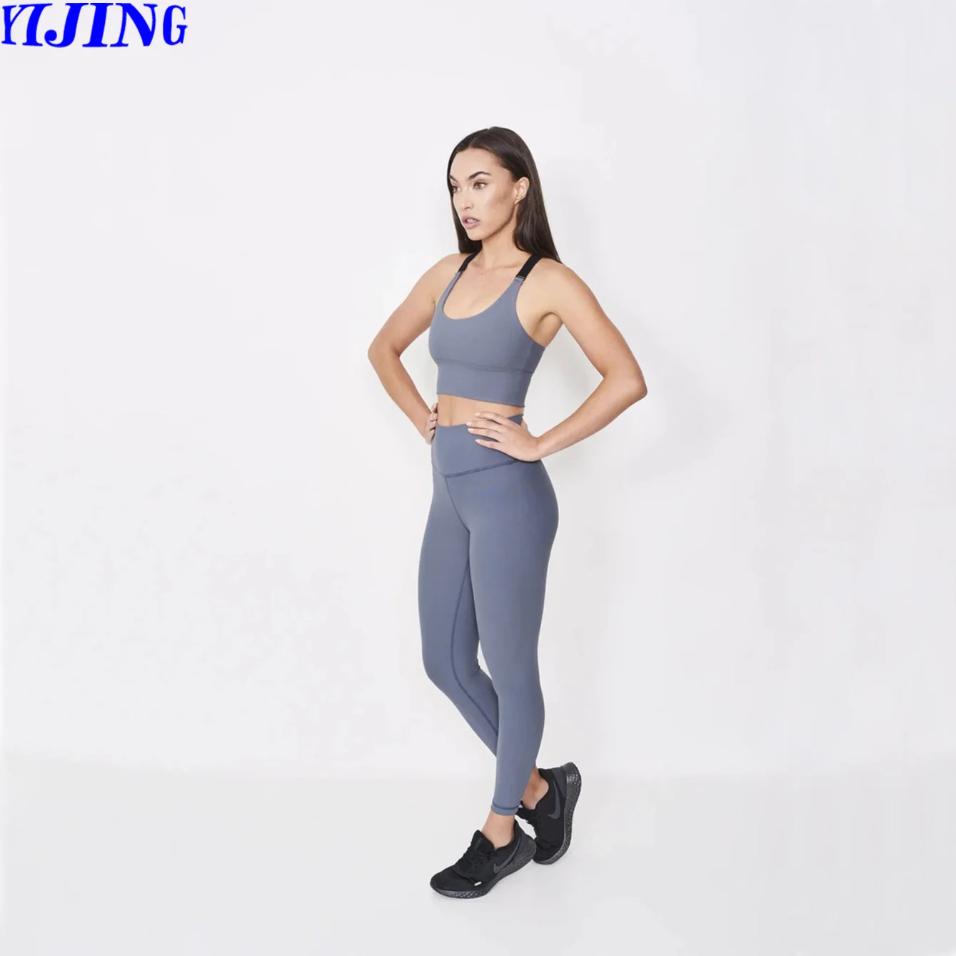 Custom Ribbed High Waist Yoga Jogger Pants Push Up Sports Bra Yoga Set Gym Wear Fitness Leggings Set Yoga Clothing
