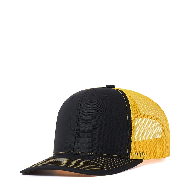 New Style solid color Fashion Breathable 5 Panel Mesh Custom Gorra Performance Sport Waterproof Rubber Logo Tucker Hats