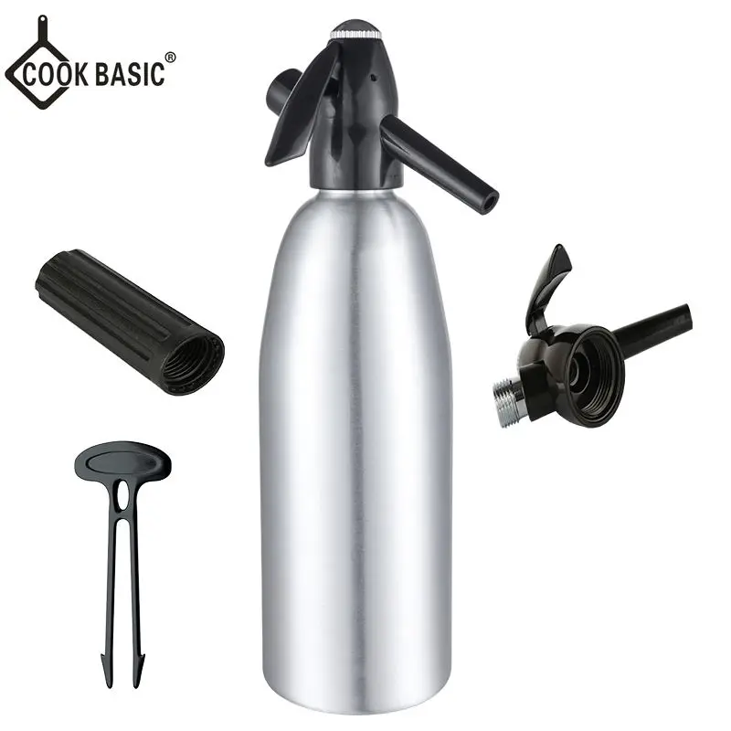 Optimal Products 1.0L Carbonated Siphon Water Soda Bottle Metal Disposable Soda Siphon