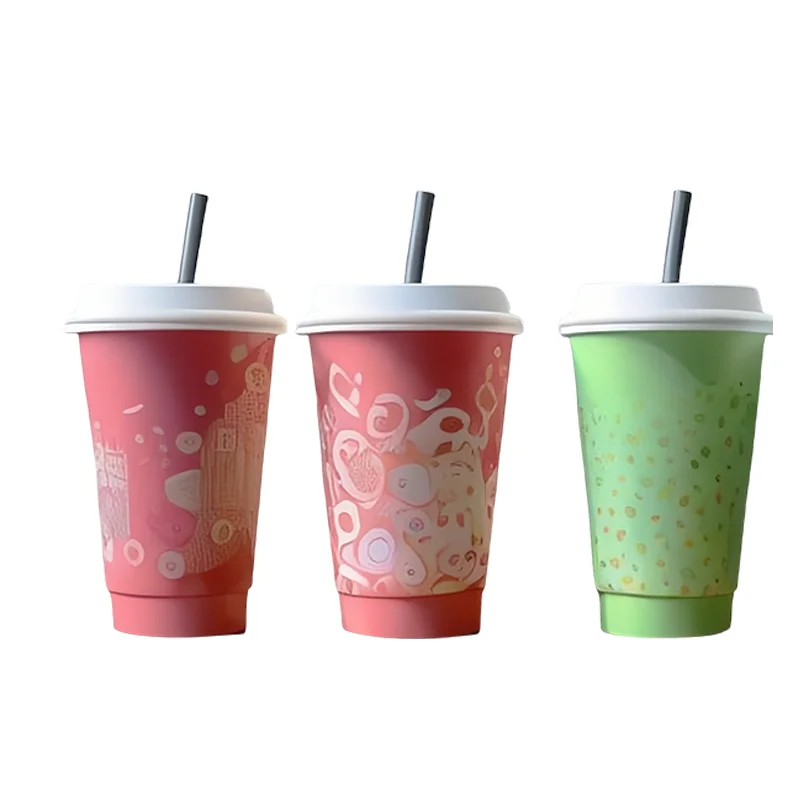 Longworld black matt finish disposable aviation beverages coffee cups mini paper cup of tea paper with lid 400ml