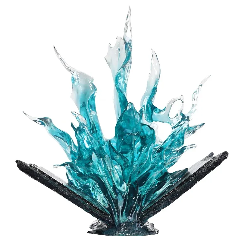 Factory Customized Abstract Decorative Resin Sculpture for Home Decor Ice Design Cast Epoxy Resin Clear Art Glass Sculpture