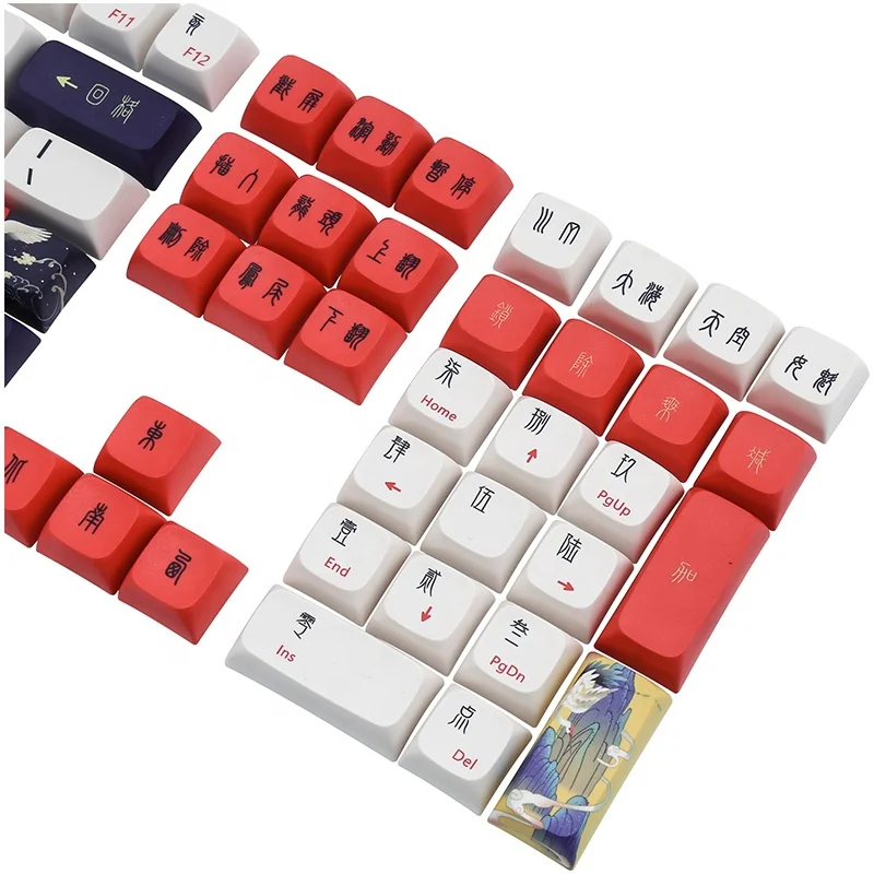  Personality PBT Sublimation Opaque Keycaps Antique Painting Theme 104/108 XDA Profile Satellite