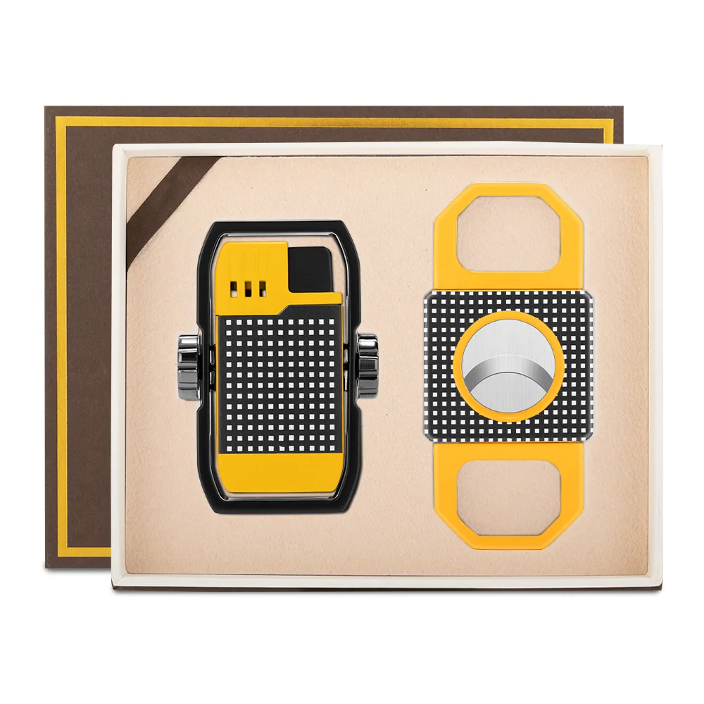 Набор для курения сигар хорошего качества удобный острый обоюдоострый резак многофункциональный ветрозащитный набор из двух частей