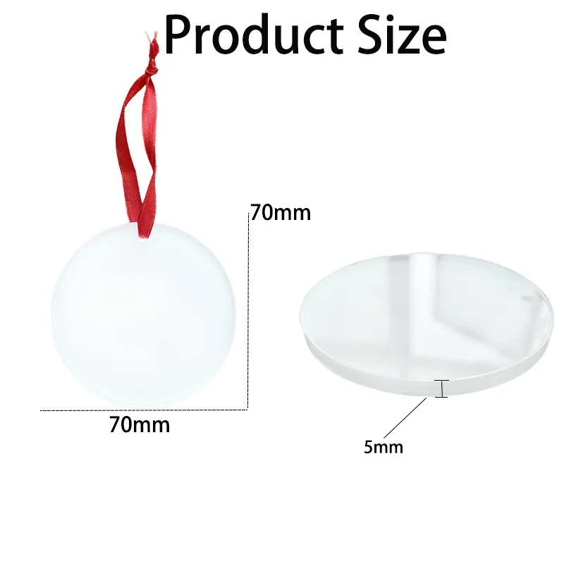 MDFSUB Acrylic Sublimation Blank Ornaments Circle Hanging Ornament 5mm thick sublimation Acrylic Ornaments for Christmas decor