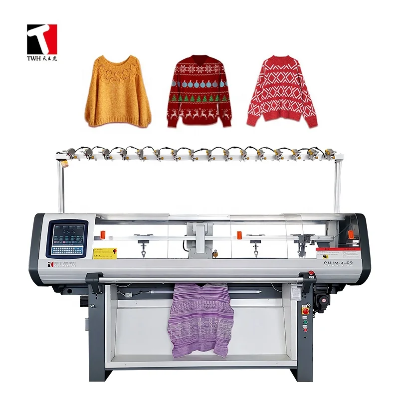 TWH low price fully computerized high speed used single system 52 inch flat sweater scarf knitting machine
