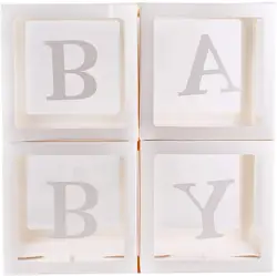 4pcs DIY Plastic Transparent Decoration Box Baby Blocks Boy Girl Baby Shower Decoration Backdrop Wedding Birthday Party Supplies