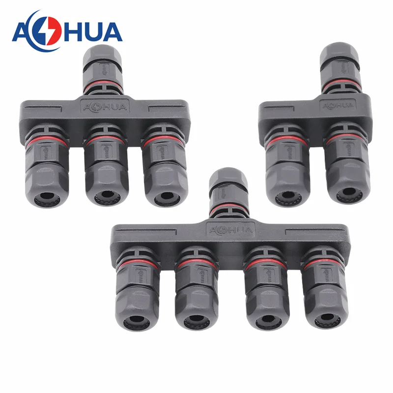 Y Type Waterproof Assembly Splitter Cable Connector 2pin 1 in 2 3 4 Out