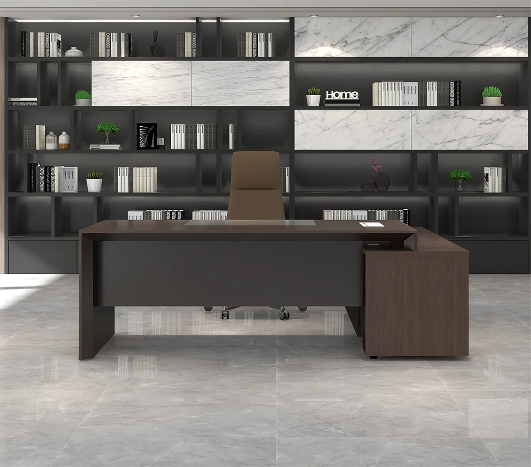 Factory custom modern L-shaped Boss ceo Manager desk Executive Wooden office tables and chairs for office furniture