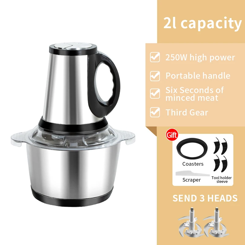 Multifunctional Kitchen Home 2L 3L 5L Food Vegetable Meat Chopper Stainless Steel Mini Meat Mincer Electric Meat Grinders