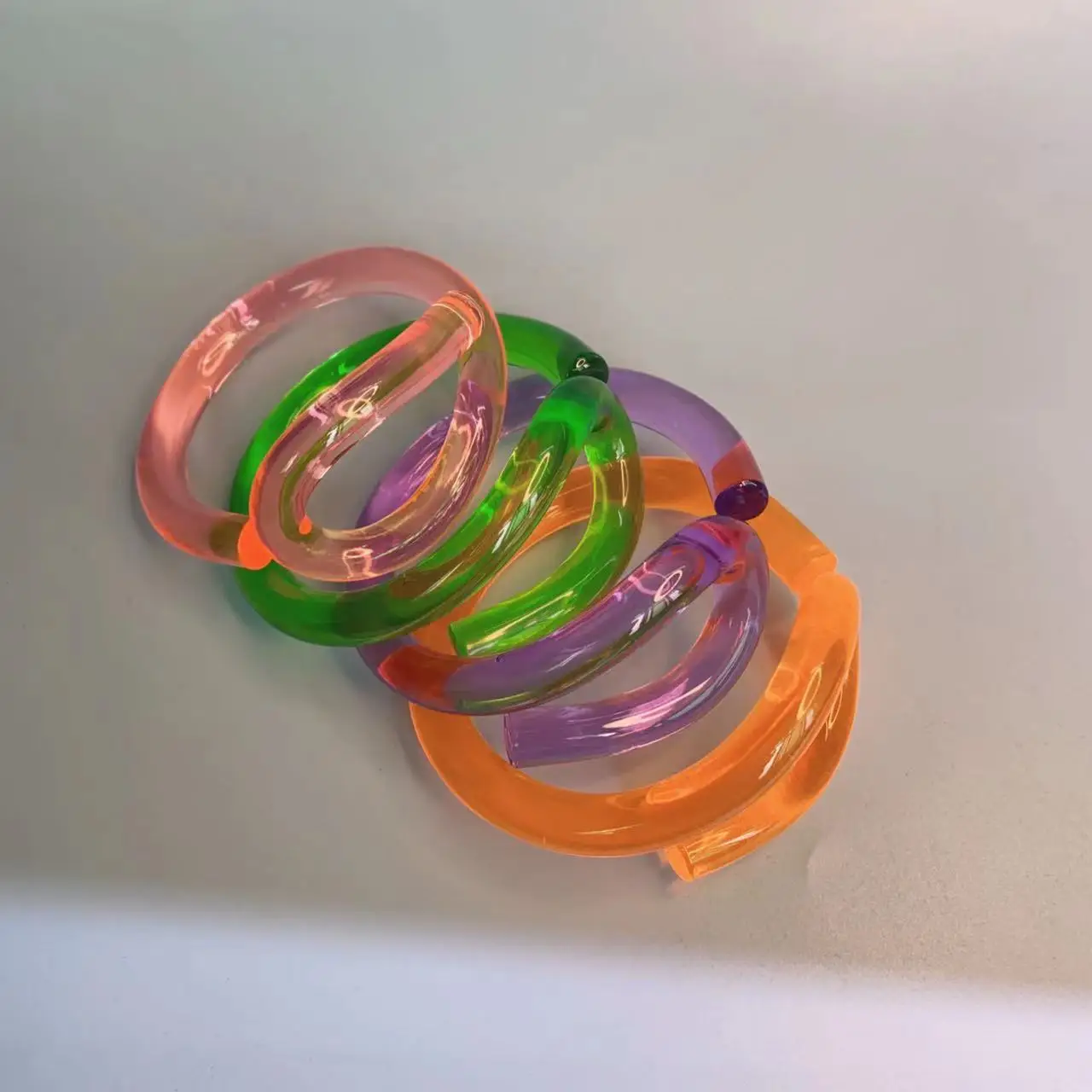 Peichi transparent acrylic resin twisted bangle&bracelet statement party jewelry fluorescence wrap  arm bangles