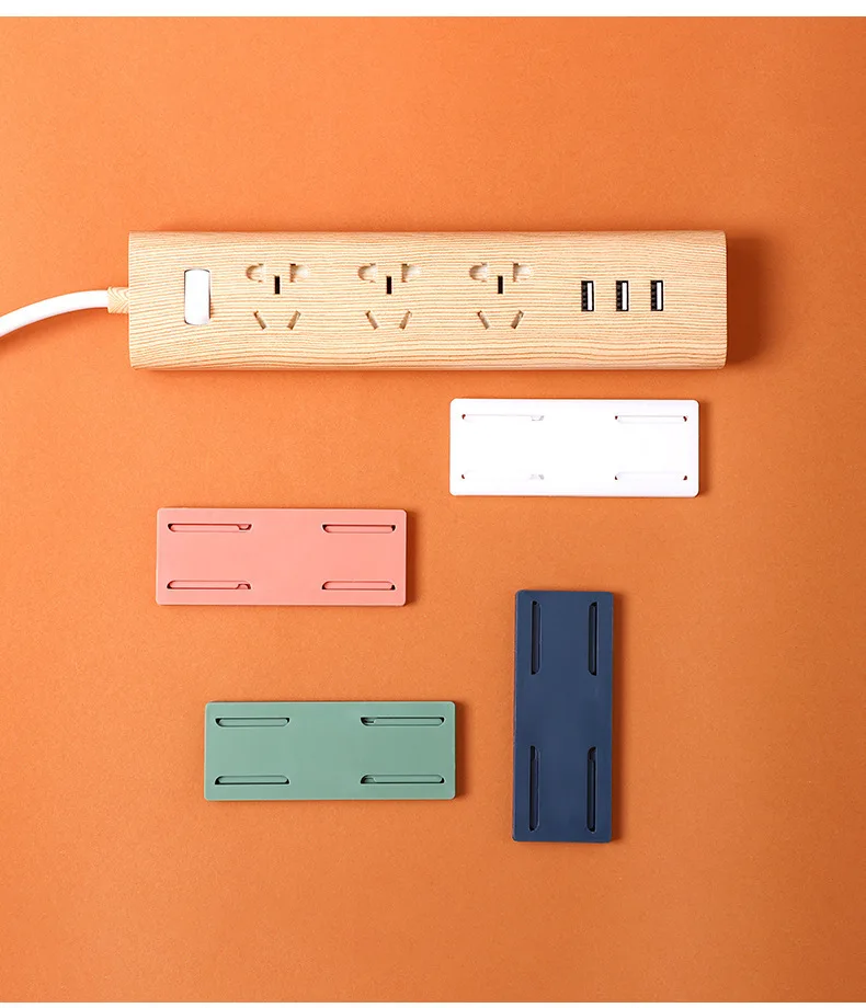 Wall-Mounted Plug Fixer Seamless Punch Free Plug Sticker Holder Sockets Holder Self-Adhesive Socket Fixer