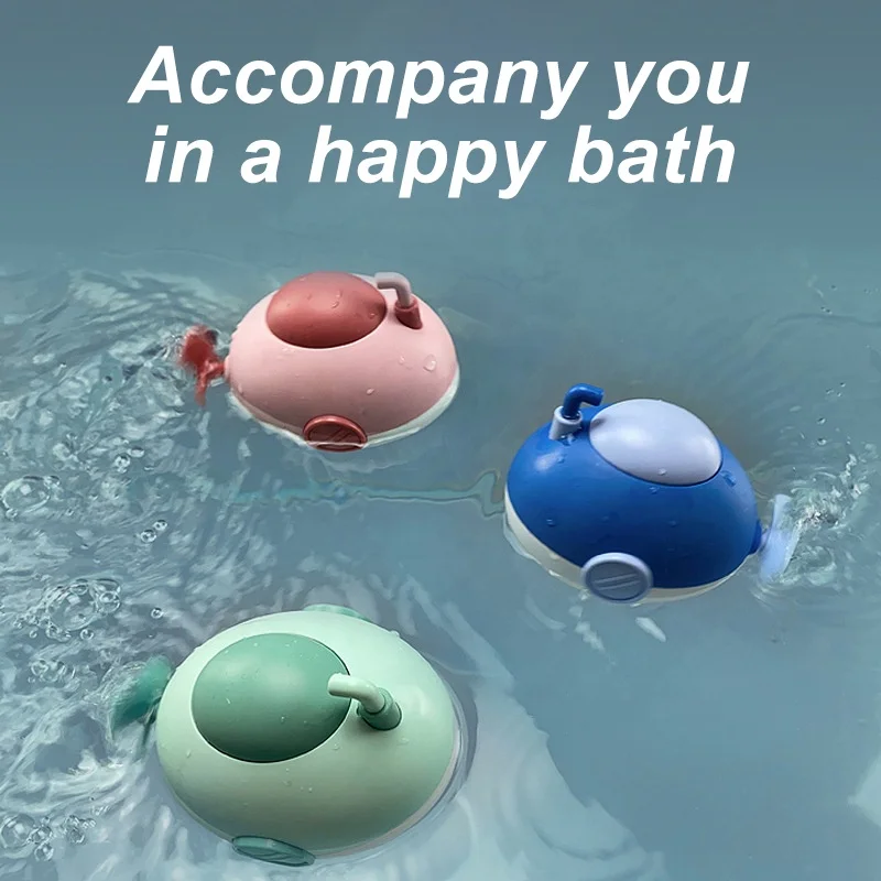 Mini Cute Bathroom Play Water Plane Motor Wind Up Splashing Swimming Submarine Baby Bath Toys