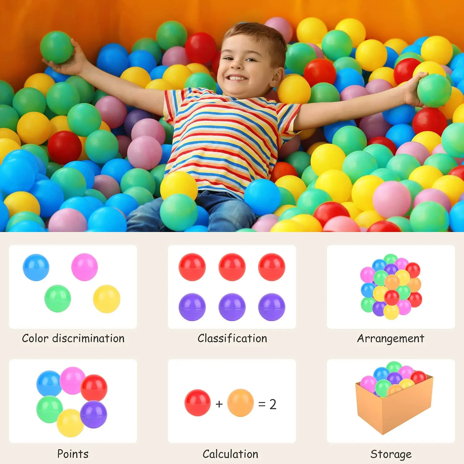50 Soft Plastic Mini Ball Pit Balls  Colors  Crush Proof No Sharp Edges, Non Toxic Phthalate & BPA Free for Baby Toddler Ball