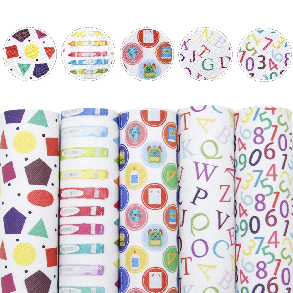 5pieces/set  A5 Back To School Synthetic Leather For Bows Bags Wallet Phone Cover DIY 1102325