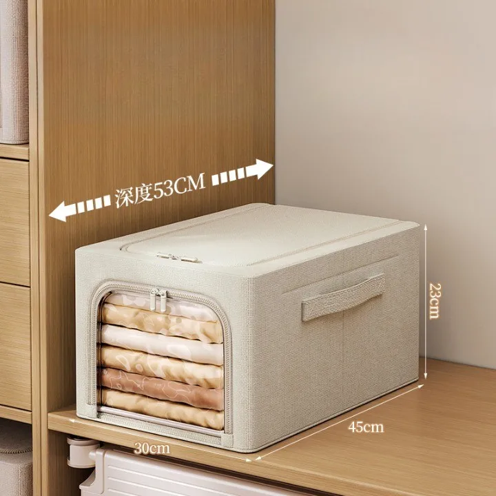 Large Cotton Linen Pants Clothes Storage Box Home Fabric Cloth Organizer with Classification Storage for Wardrobe Closet Office