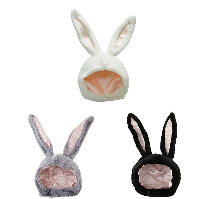 Winter Custom Korea Bunny Moving Ears Plush Cute Cosplay Rabbit Props Costume Women Bunny Hat Cap Girl Party Rabbit Style Hat