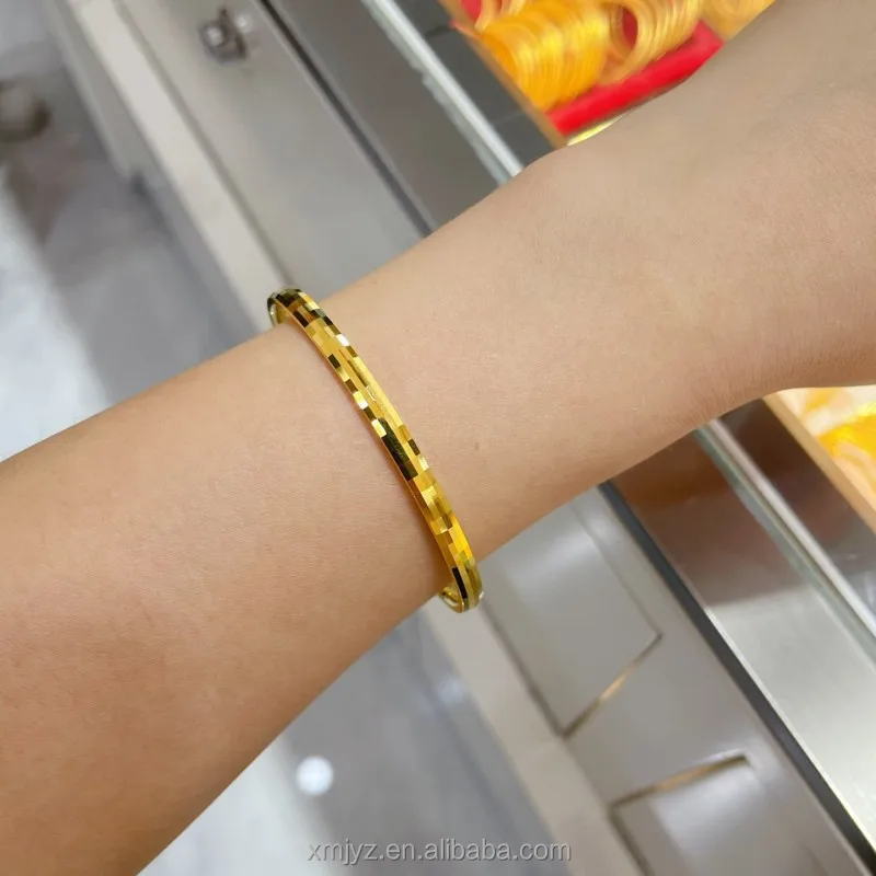 Certified In Stock Wholesale 5D Cyanide-Free Gold Bracelet Pure Gold 999 Bracelet Fashion 24K Gold Bracelet 54-65 Ring Size