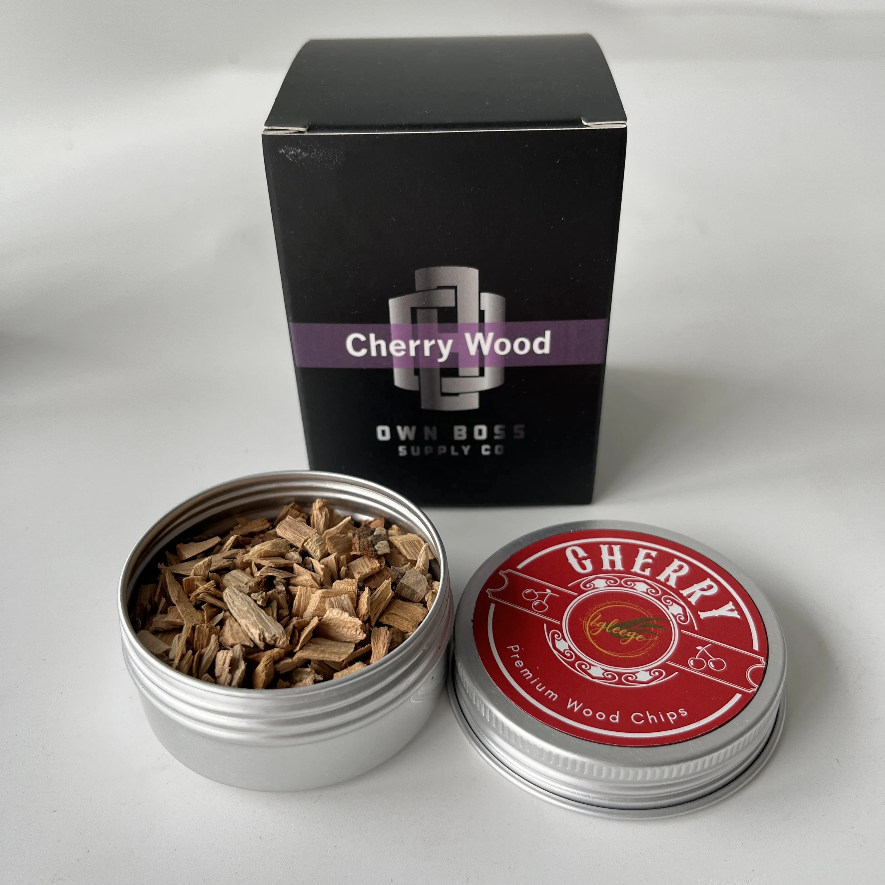 Round tins of dry fresh natural wood smoking chips Cocktail Smoke fuels Smoker oak walnut wood fuel sawdust gift box