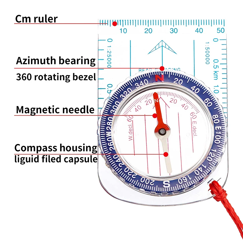 Hiking Backpacking Navigation Backpacking Orienteering Ruler Compass for Map Reading