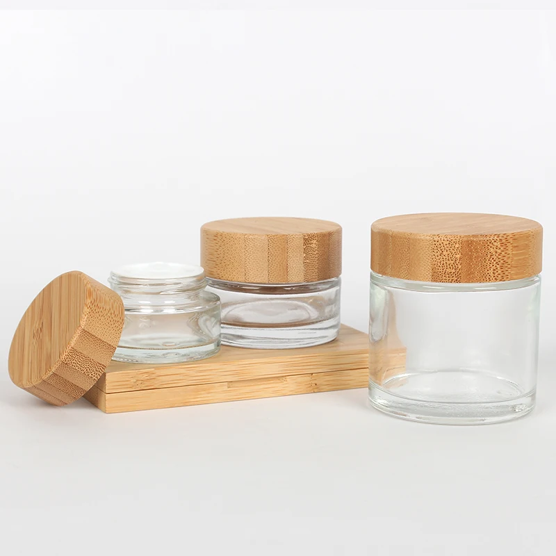shuangyu hot sale 50G face Cream cosmetic glass jars  with nature wooden cap
