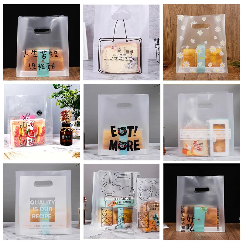 Hot Food Togo Take Carry Out Takeout Bags To Go Takeaway Plastic Heavy Duty Restaurant PE Carry Plastic Bag With Handle