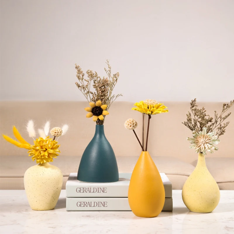 Modern minimalist Nordic ceramic vase ornaments desktop living room ornament flower set nordic vase home decor