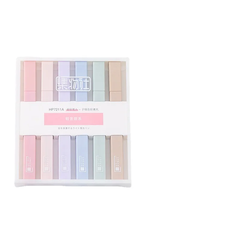 6Pcs/Set protect eye Mark Pen Stationery Kawaii School Supplies cute Highlight Pen Kids Gifts School Office Suppliers Pen