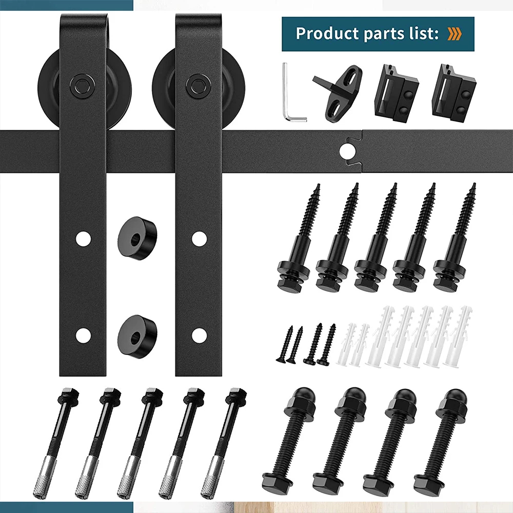 AAG Heavy Duty Modern Style Single Slide Track Waterproof Wooden Door Rails J Shape Sliding Doors Hardware Kits