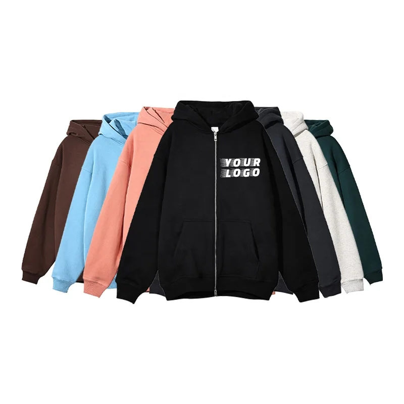Wholesale Thick Fleece Zip Up Hoodies High Quality Zip-Up Hoodies Mens Fashion Custom Printing Zip Up Hoodies