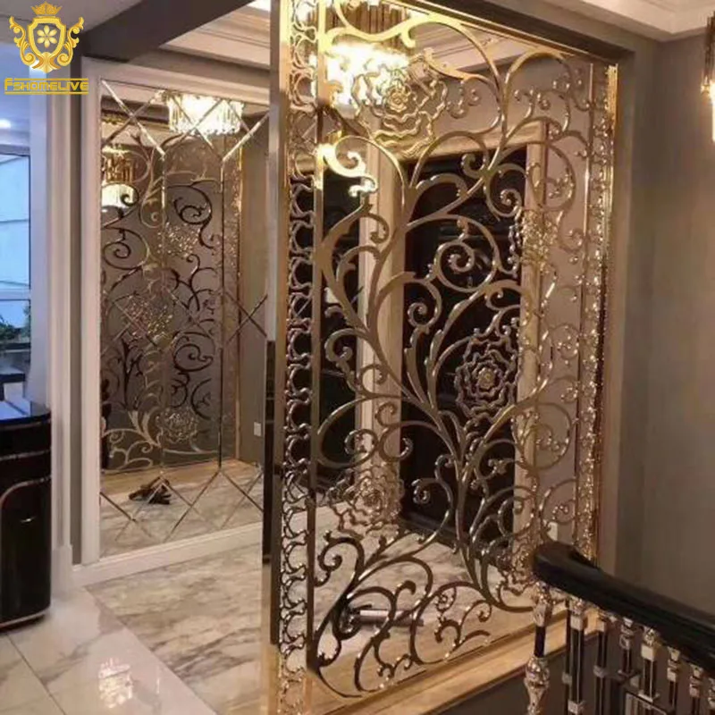 Luxury Metal Panel Decorative Gold Interior Room Divider screen Stainless Steel metal Partition