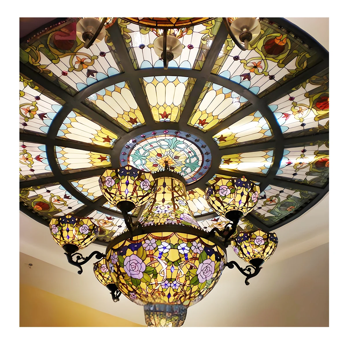 High Quality Stained Glass Prices For Roof Window Skylight Profile Roofing Multicolor Glass For Dome Stain Decor Ceiling Panels