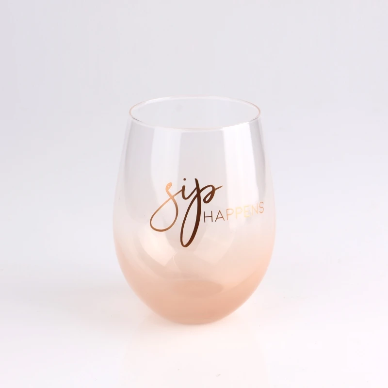 Glass Wine Glasses 15 OZ  Colored Wine Glasses Stemless Colorful Wine Glasses