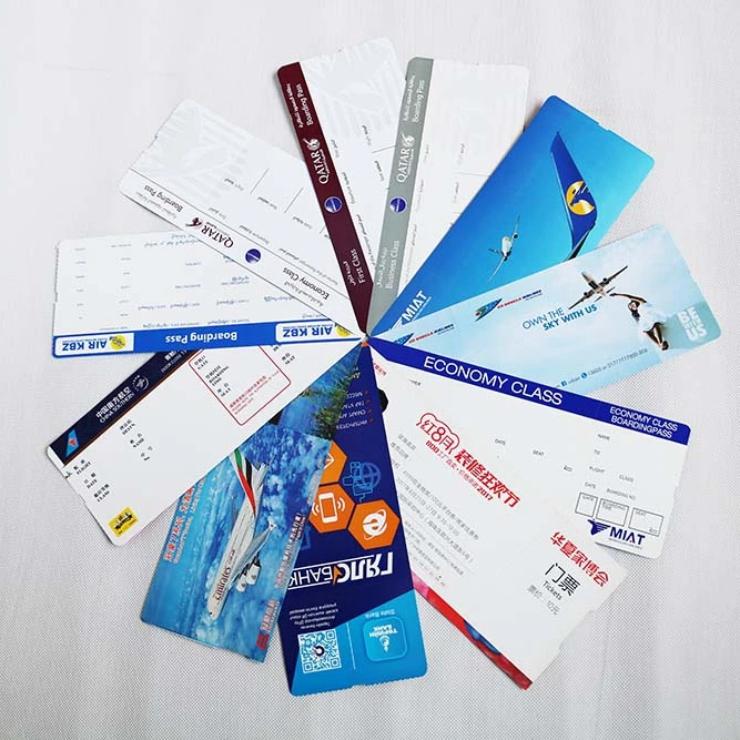 
New Customized Thermal Flight Tickets Thermal Boarding Pass Plane Ticket Thermal Adhesive Boarding Pass 