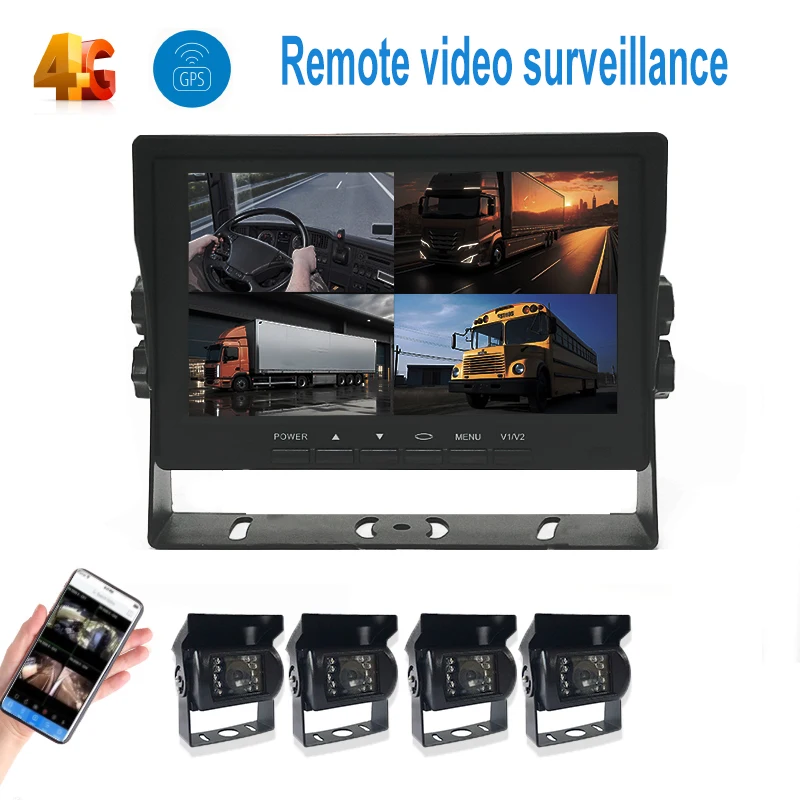 4CH 8CH Factory Price GPS WIFI 4G Option AI Function Wireless LCD Car Dashboard Monitor with Camera DVR Monitor