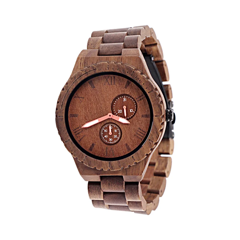 Quality luxury factory wholesale low MOQ waterproof Japan movement mens wrist wood custom watches with private logo