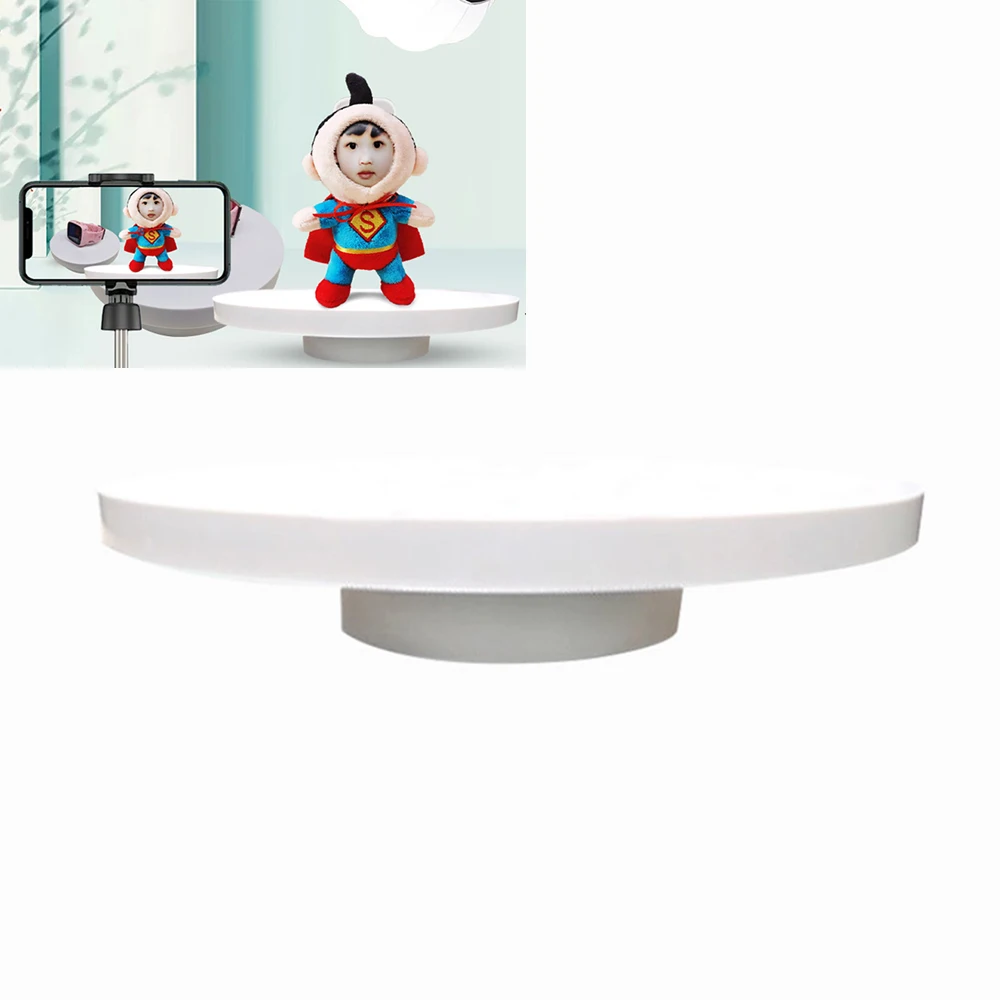 Motorized Rotating Display Stand,  Electric Turntable, White Revolving Base for 360 Degree Product Images or Jewelry,