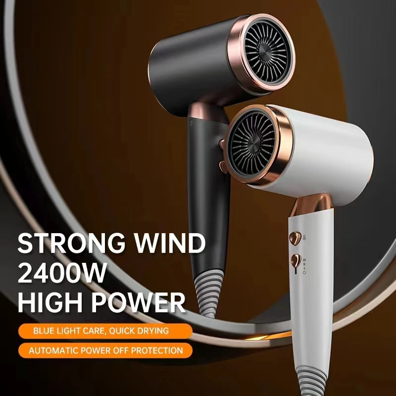 High wind hair care 2400w high power hair dryer blue light care quick drying automatic power off protection 2024 new product