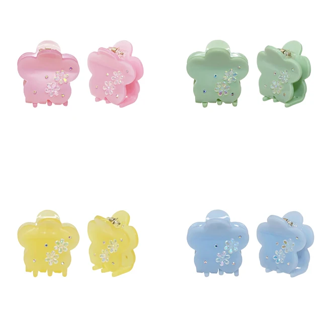 CHENGHE Wholesale Custom Acrylic Acetate Flower Hair Claw Clips for Women Korean Cute mini Crystal Baby Accessories