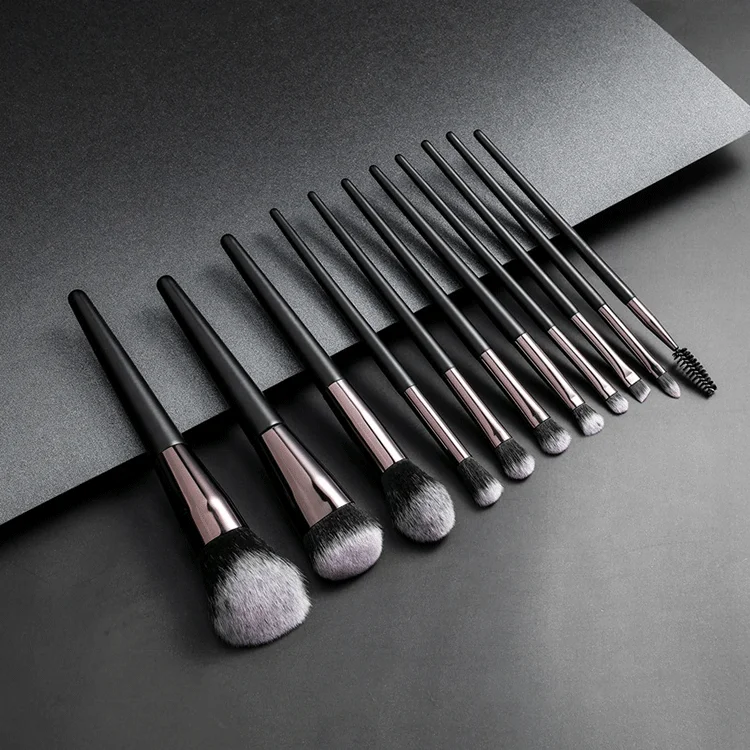 Wholesale Private Label Face Eye Cosmetics 4/11/14pcs Black Makeup Brushes Set Trade Assurance Opp Bag or Case or Box Nylon 3set