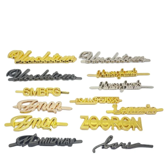 Custom Engraved Metal Brand Logo Label Nautical Style Name Plate for Handbags Coin with Letters Theme