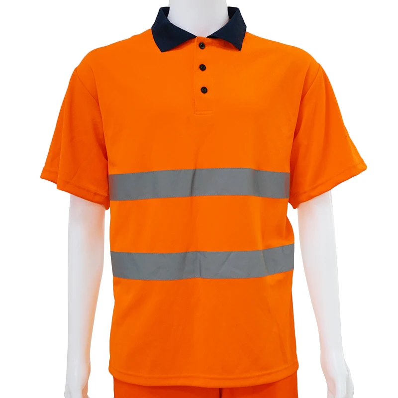 High visibility reflective fluorescent polyester safety t shirt