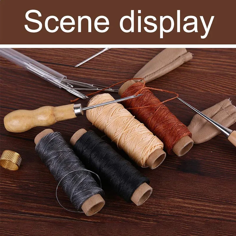 Professional Leather Craft Kit with Waxed Thread Groover Awl Stitching Punch for Leathercraft Leather Working Tools Kit
