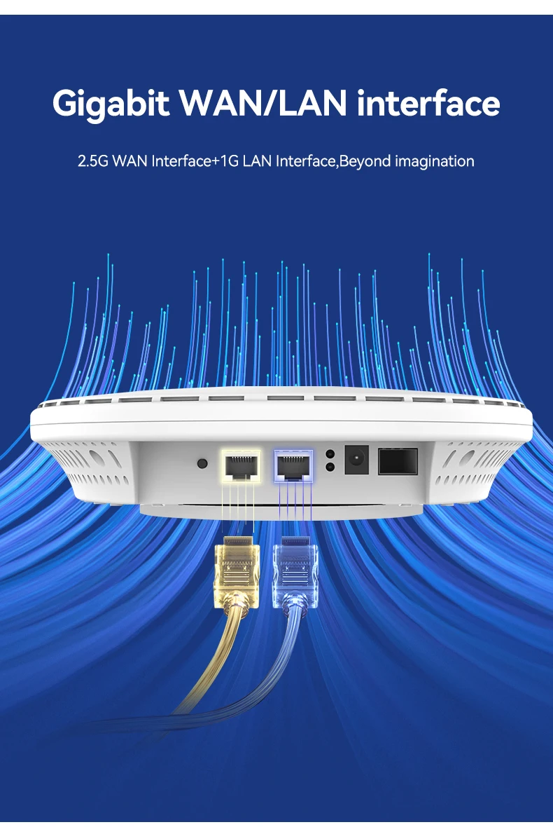 OEM/ODM Indoor Metal housing 9300mbps WiFi 7 Access Point,Enterprise Ceiling AP,Tri-Band 6Ghz Router with 2*.5G Ethernet port